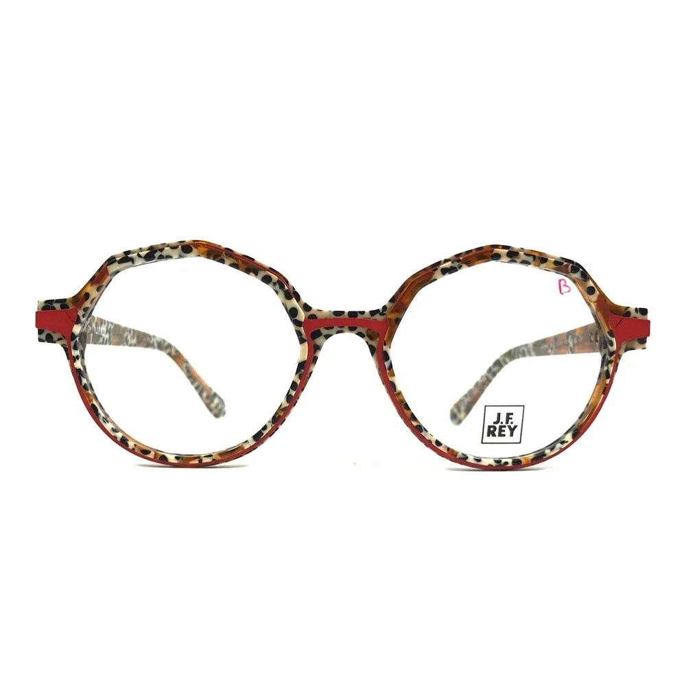 J. F. Rey Eyeglasses Frames JF1543 9460 Brown Orange Cheetah Print 51-18-140